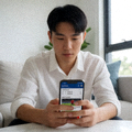 用户在手机上查看体育赛事比分与数据页面