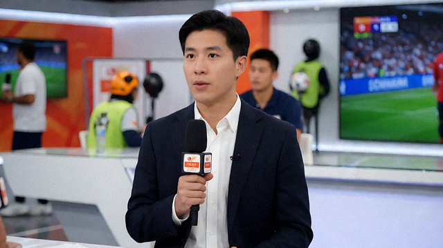 体育新闻现场记者采访与赛事报道拍摄场景